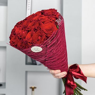 Букет 21 красная роза 40см Букет 21 красная роза 40см