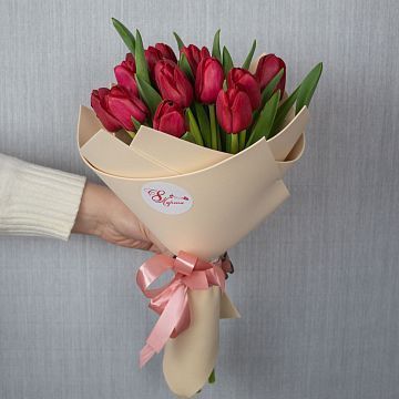Букет 15 красных тюльпанов-8 Букет 15 красных тюльпанов-8