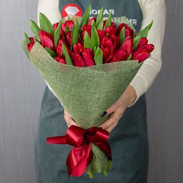Букет 35 красных тюльпанов-8 Букет 35 красных тюльпанов-8