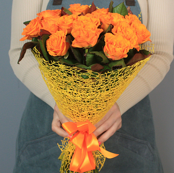 Букет 21 оранжевая роза 50см Букет 21 оранжевая роза 50см